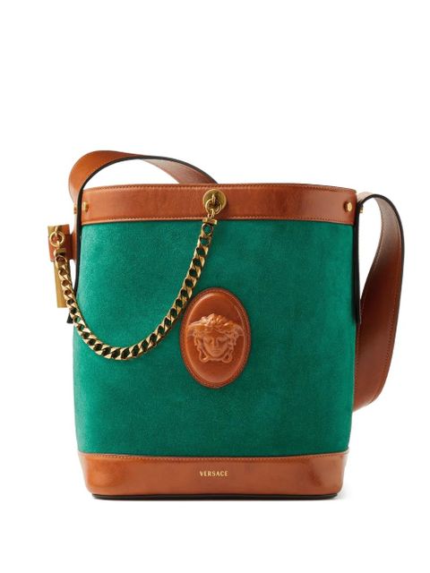 Versace Pivot small suede bucket bag - Green - zdjęcie produktu nr 1