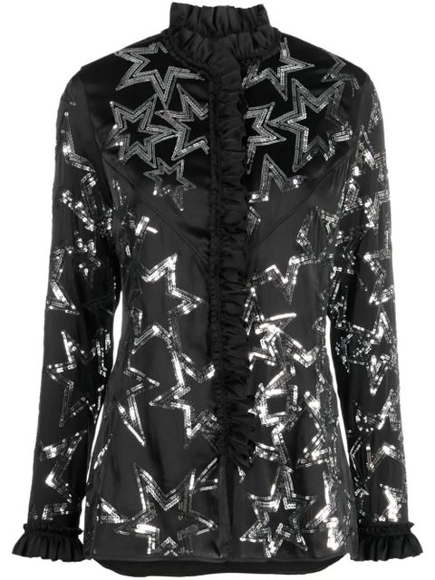 Rabanne sequin-embellished star shirt - Black