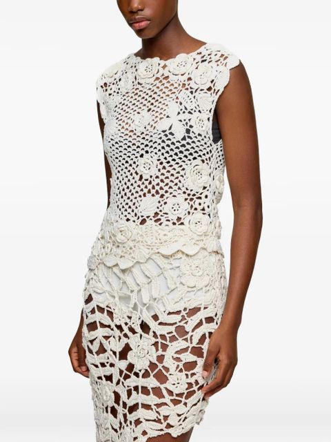 GANNI floral crochet top - Neutrals