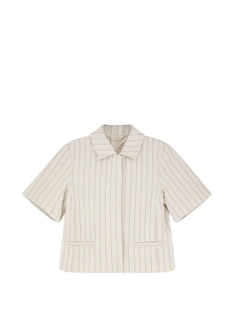 Max Mara pinstripe button cotton blazer - Neutrals - zdjęcie produktu nr 1