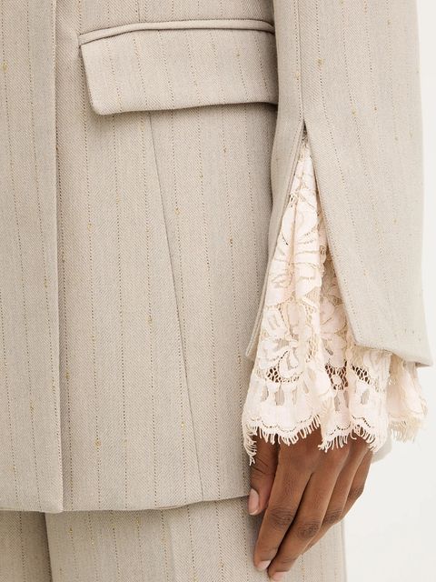 Haveone marynarka kolor beżowy dwurzędowa JGE-P031