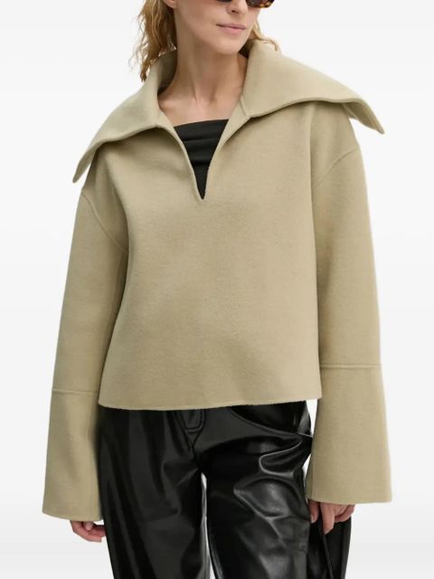 Nanushka oversized-collar top - Neutrals