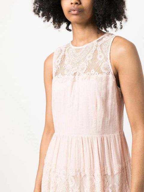 TWINSET lace panelled long cotton dress - Pink