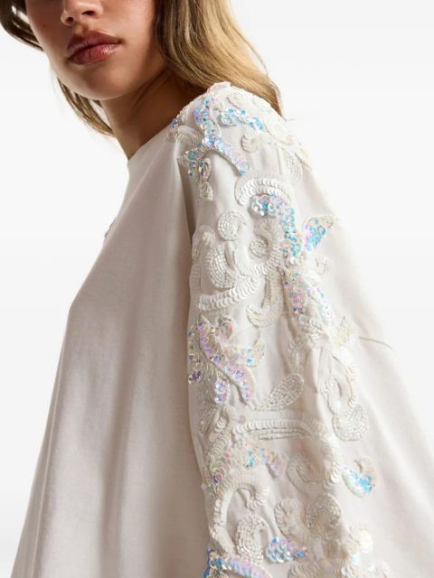 Essentiel Antwerp sequin-embellished bead-embellished T-shirt - White
