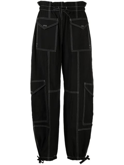 GANNI paperbag-waist cargo trousers - Black - zdjęcie produktu nr 1