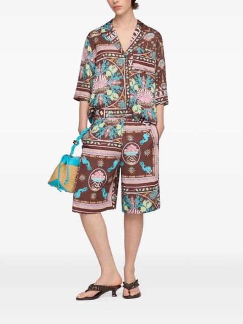 GANNI graphic-print shorts - Brown - zdjęcie produktu nr 2