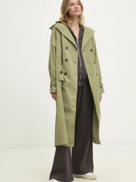 Answear.LAB trencz damski kolor zielony przejściowy