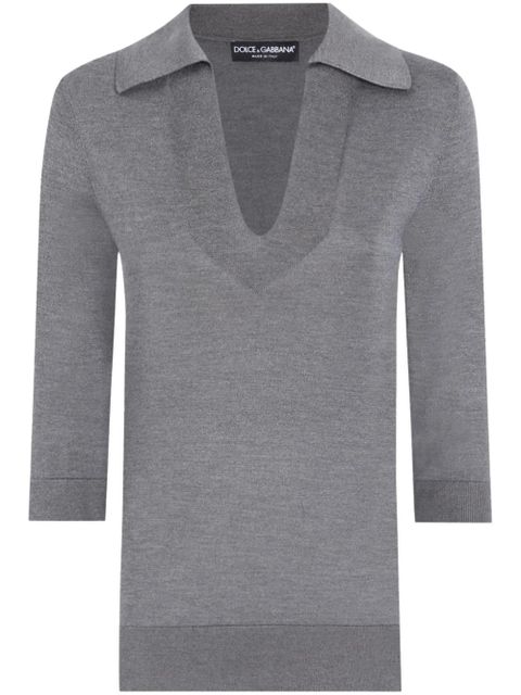 Dolce & Gabbana logo embroidered polo shirt - Grey - zdjęcie produktu nr 1