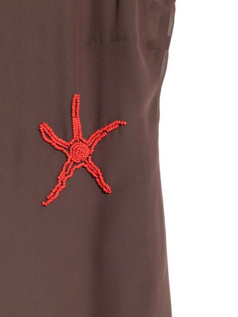 MC2 Saint Barth bead-embellished semi-sheer mini dress - Brown