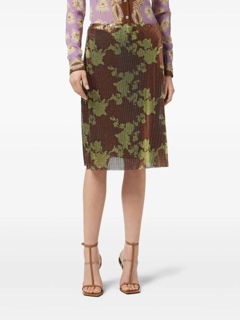 Versace Wild Roses A-Line midi skirt - Brown