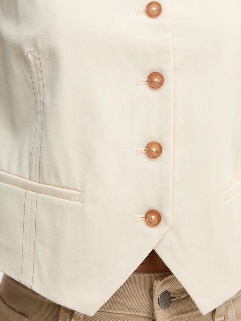 United Colors of Benetton kamizelka kolor beżowy jednorzędowa 2YVXDJ011