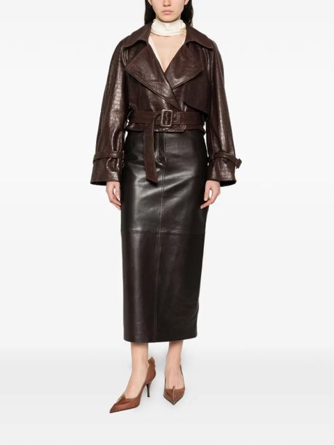 Nour Hammour Haiti Croco belted leather jacket - Brown - zdjęcie produktu nr 2