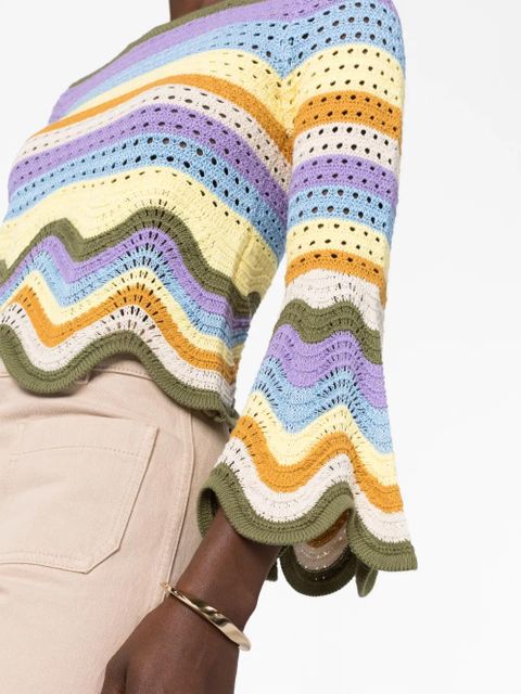 ZIMMERMANN striped crochet-knit cotton top - Yellow