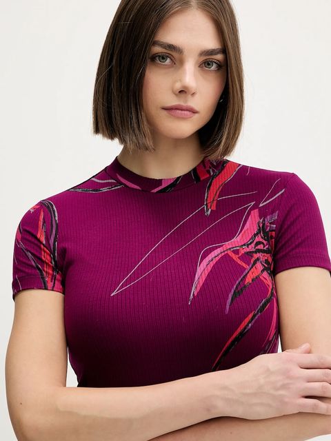 Desigual t-shirt LALA damski kolor bordowy 25WWTK16