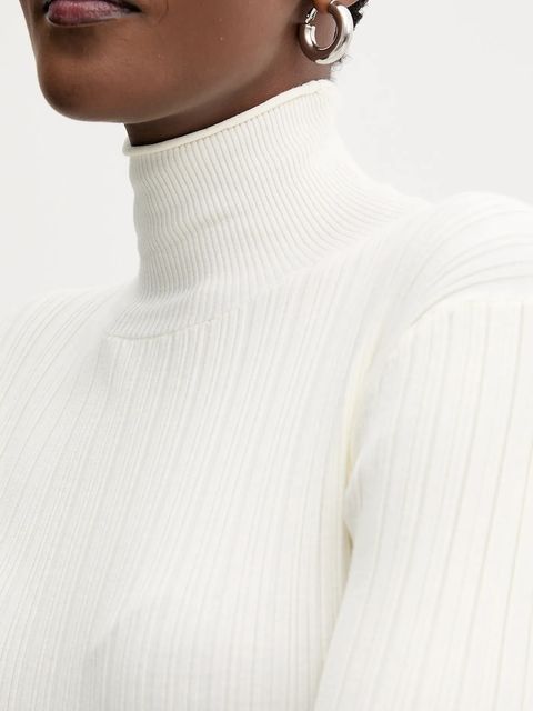 Marella sweter damski kolor beżowy lekki z golfem 2523366092200