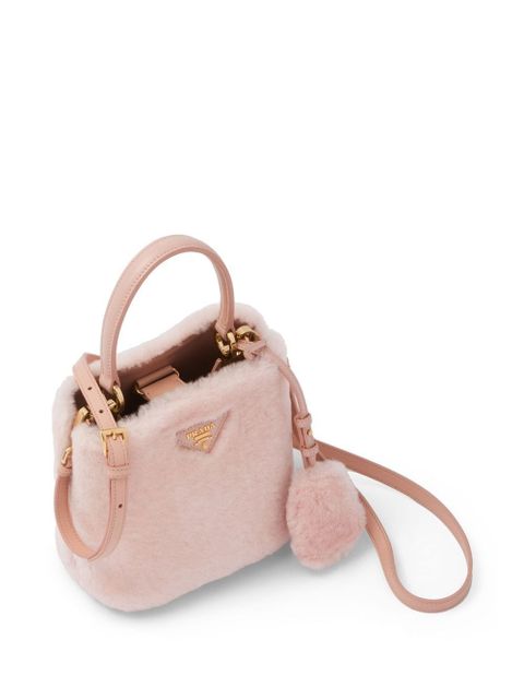 Prada mini Panier shearling tote bag - Pink