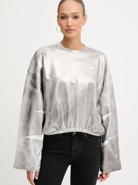 Pinko bluza bawełniana damska kolor srebrny z nadrukiem 105756 A2V1 - zdjęcie produktu nr 1
