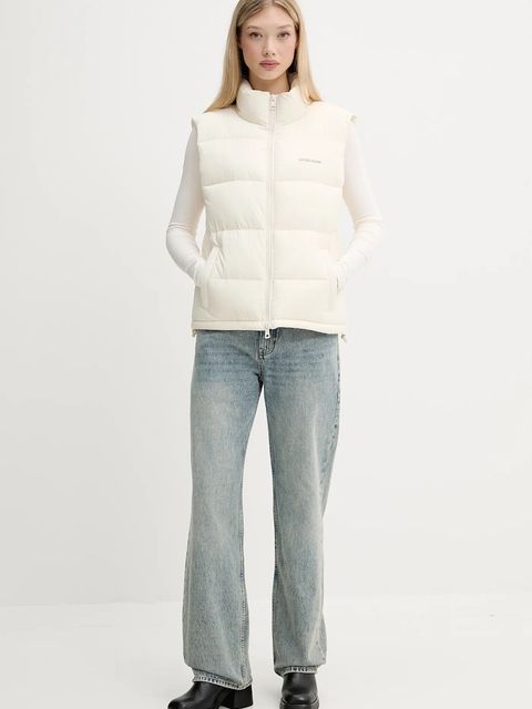 Guess Jeans bezrękawnik damski kolor beżowy zimowy W4BN59 WGII2