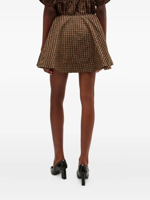 GANNI Gingham Skirt - Brown