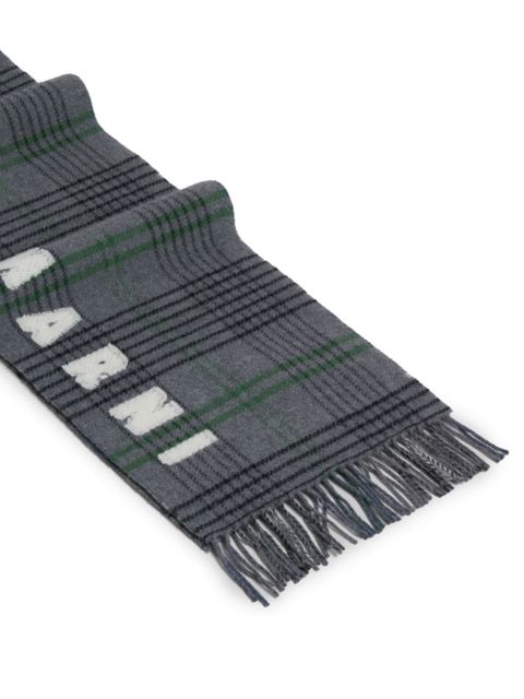Marni intarsia-knit logo scarf - Grey