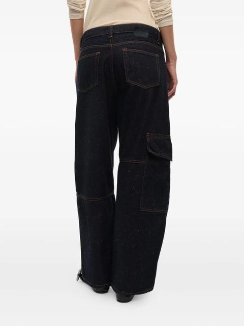 GANNI checked-panel jeans - Blue