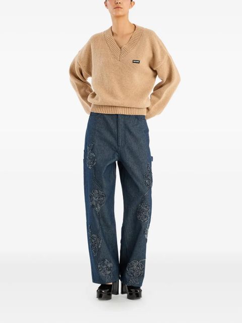 ROTATE BIRGER CHRISTENSEN V-neck wool sweater - Brown