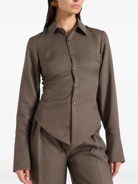 Manière De Voir Sonia houndstooth cinch shirt - Brown - zdjęcie produktu nr 1