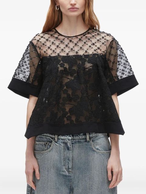 3.1 Phillip Lim beaded lace top - Black - zdjęcie produktu nr 2