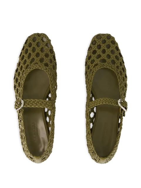 Le Monde Beryl woven lather ballet flats - Green