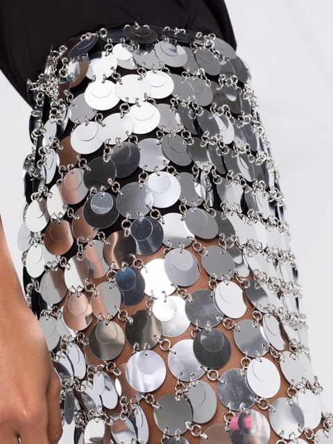 Rabanne mirror-effect sequin midi skirt - Grey
