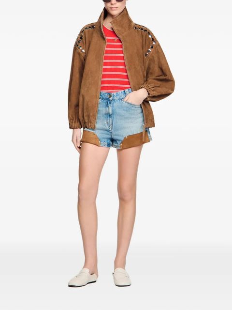 SANDRO striped-pattern logo-plaque tank top - Red - zdjęcie produktu nr 2