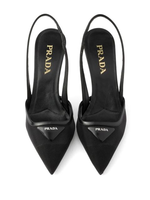 Prada 75mm mesh slingback pumps - Black