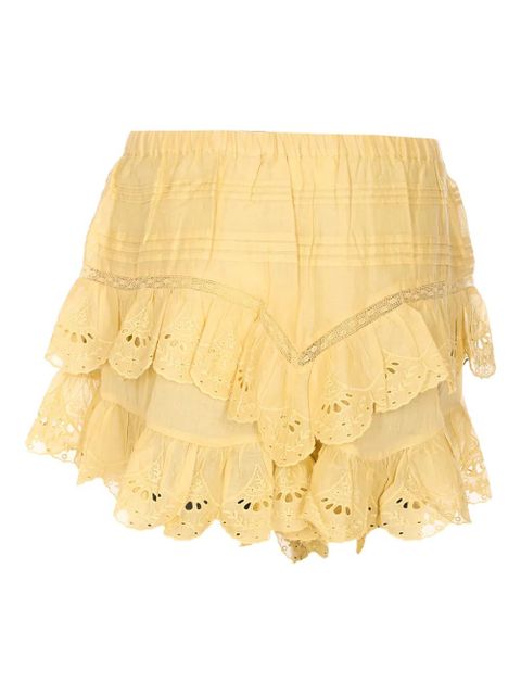 MARANT ÉTOILE Jocadia embroidered ruffled mini skirt - Yellow