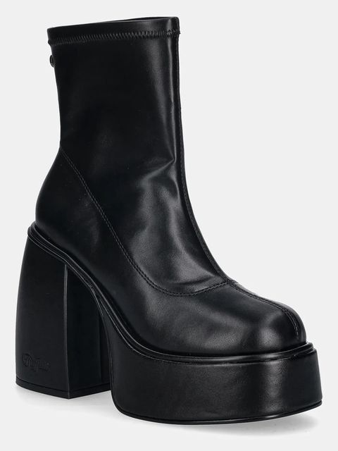Buffalo botki Heart Sock Bootie damskie kolor czarny na słupku 1220073-BLK