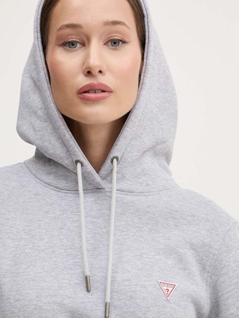 Guess Jeans bluza damska kolor szary z kapturem gładka W4YQ04 KC811