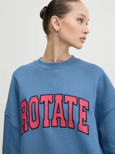 Rotate bluza bawełniana damska kolor niebieski z aplikacją 113427309