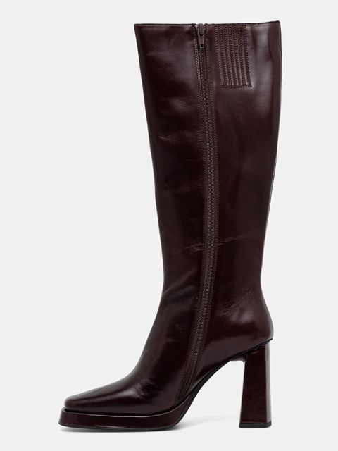 Jeffrey Campbell kozaki skórzane Maximal damskie kolor brązowy na słupku JC-852-1-7