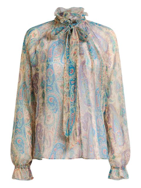 ETRO scarf-detail paisley-print silk blouse - Neutrals - zdjęcie produktu nr 1