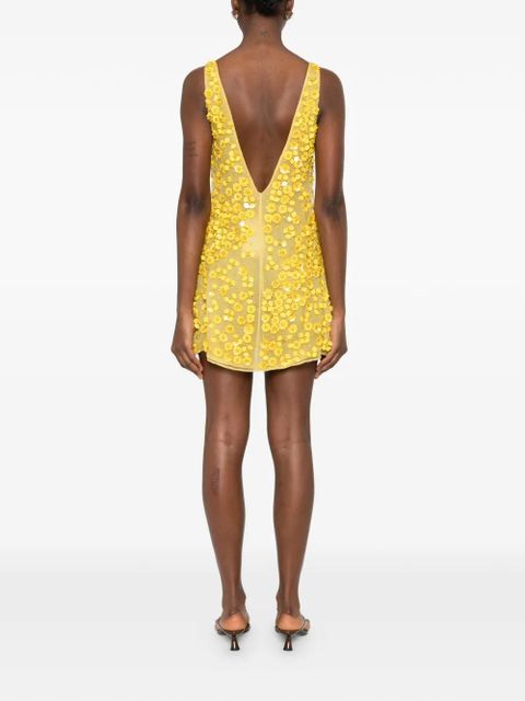 Cult Gaia flower V-neck mini dress - Yellow