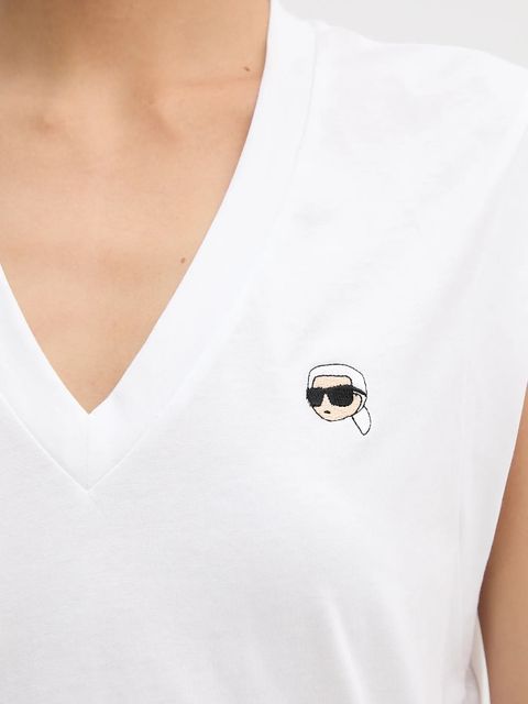 Karl Lagerfeld top bawełniany IKON kolor biały B1W17036