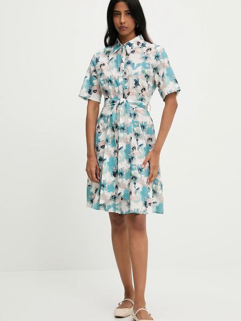 Answear.LAB sukienka bawełniana kolor turkusowy mini rozkloszowana - zdjęcie produktu nr 2