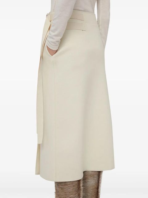 Jil Sander wrap-design wool midi skirt - White