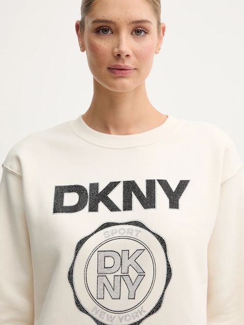 Dkny bluza damska kolor beżowy z nadrukiem DP5T1340