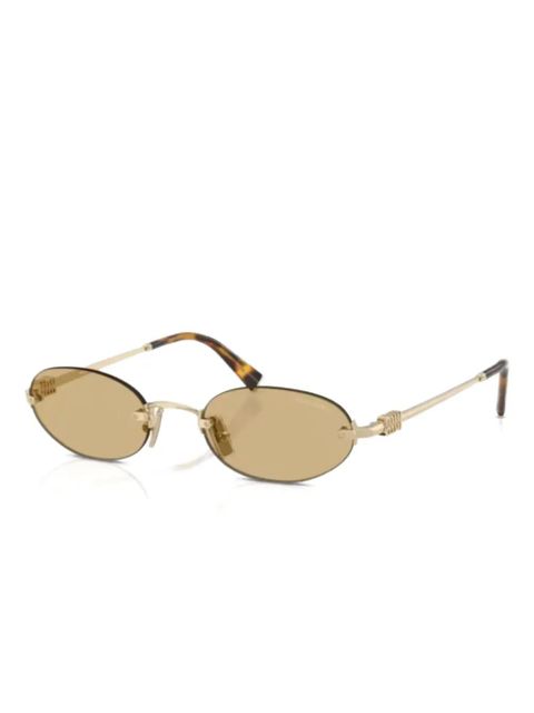 Miu Miu Eyewear logo-lettering sunglasses - Gold - zdjęcie produktu nr 2