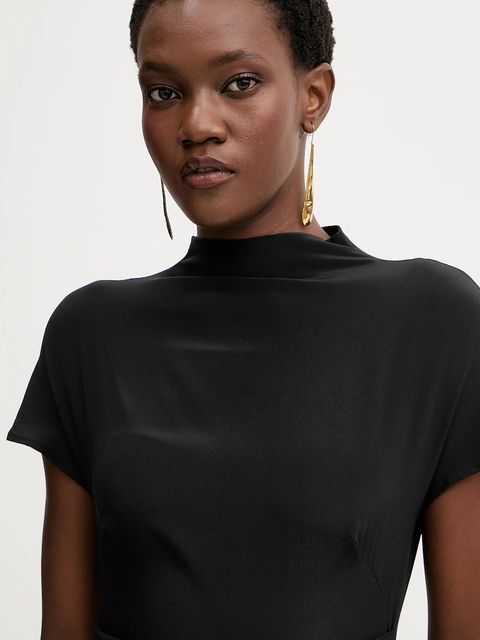 Liviana Conti sukienka jedwabna kolor czarny midi rozkloszowana L5WS15 - zdjęcie produktu nr 2