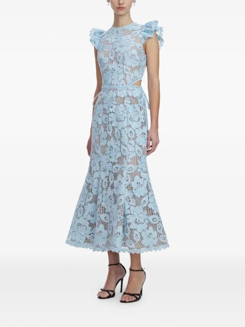 Self-Portrait floral-embroidered midi dress - Blue - zdjęcie produktu nr 2