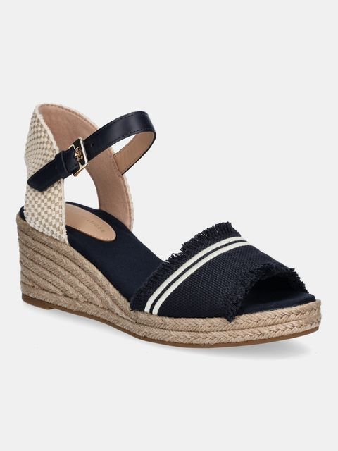 Tommy Hilfiger sandały FRINGE CANVAS MEDIUM WEDGE kolor granatowy FW0FW08879 - zdjęcie produktu nr 1