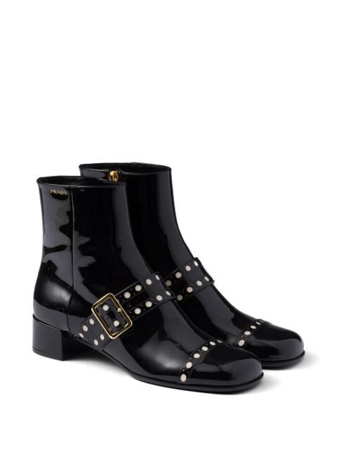 Prada 35mm patent-finish boots - Black - zdjęcie produktu nr 2