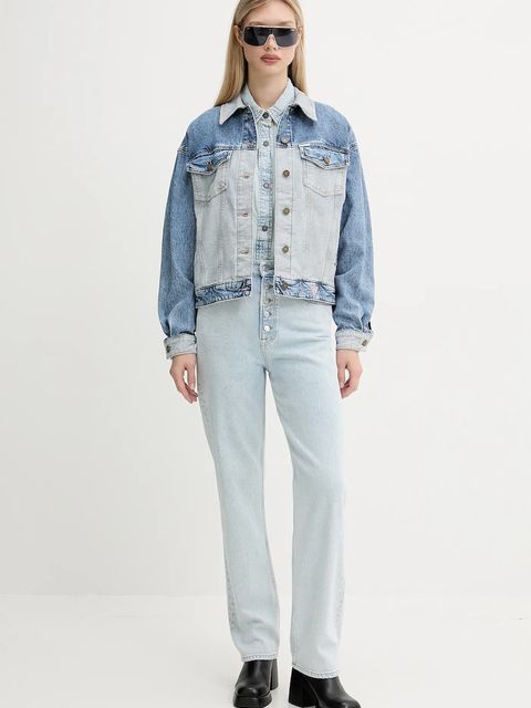 Guess Jeans kurtka jeansowa kolor niebieski przejściowa oversize W5YN56 D5M56 - zdjęcie produktu nr 2