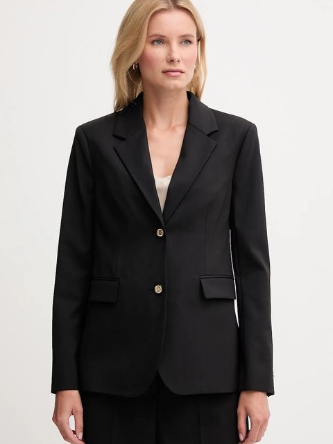 Tommy Hilfiger marynarka z dodatkiem wełny kolor czarny jednorzędowa gładka WW0WW46662 - zdjęcie produktu nr 1